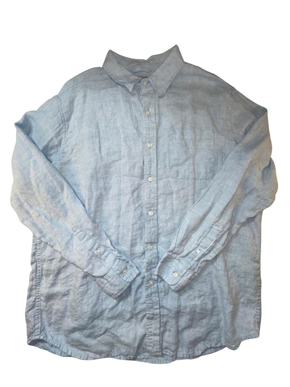 L.L.Bean 100% Linen Shirt Men’s Large Light Blue Long Sleeve Button Up